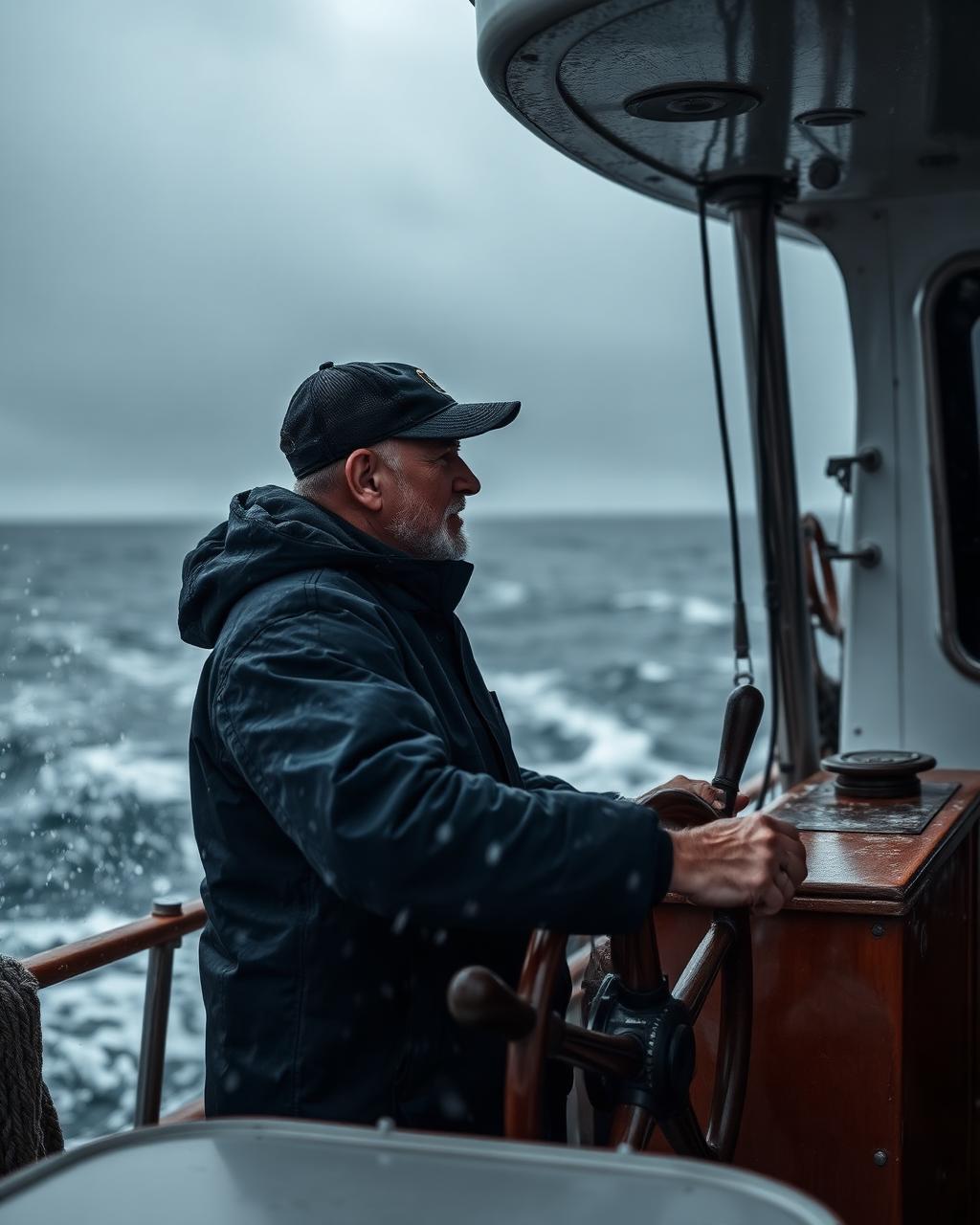 Captain at helm
